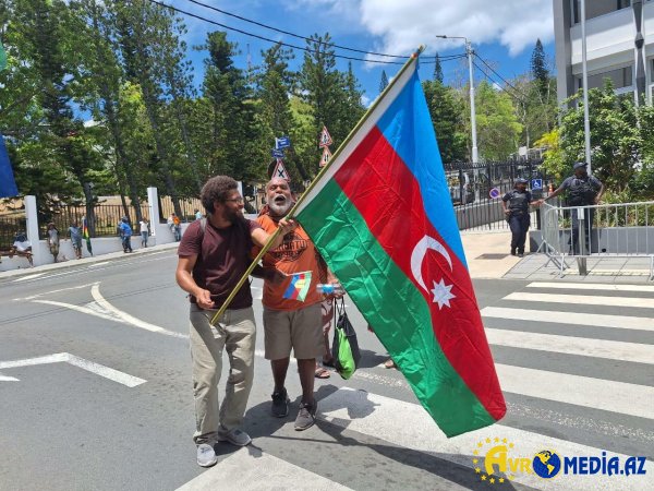 Fransaya qarşı etiraz: Azərbaycan bayraqları qaldırıld