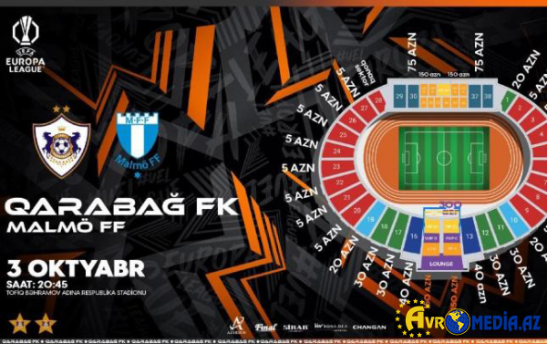“Qarabağ” - “Malmö” matçının biletləri satışa çıxarıldı