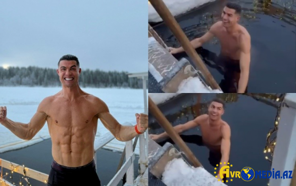 Ronaldo Laplandiyada buzlu suya girdi