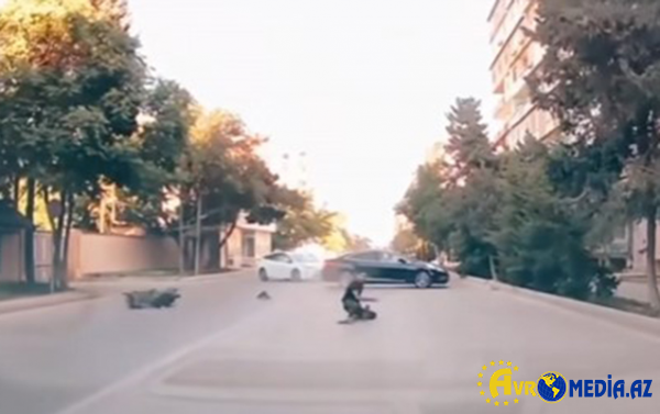 Kaskasız moped sürücüsü asfalta çırpıldı - Video
