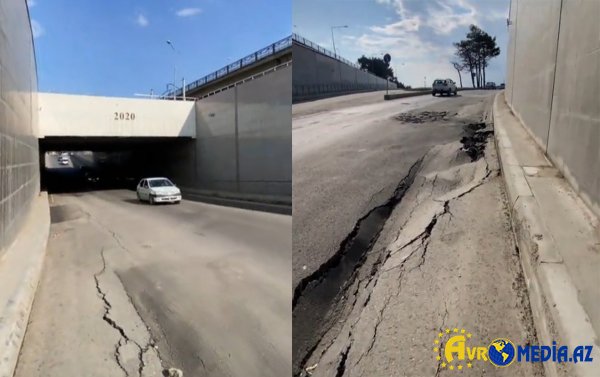 Sabunçu tunelində də yol çökdü.